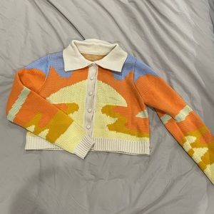 Cropped, collared sweater